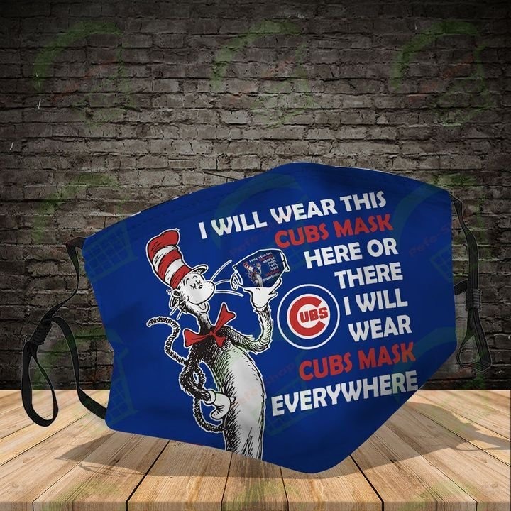 Dr seuss i will wear this cubs mask here or there face mask