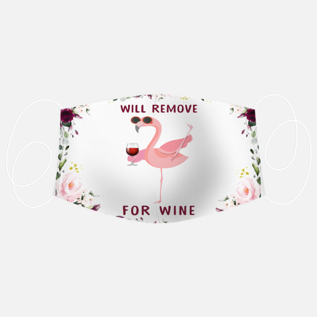 Floral flamingo will remove for wine face mask