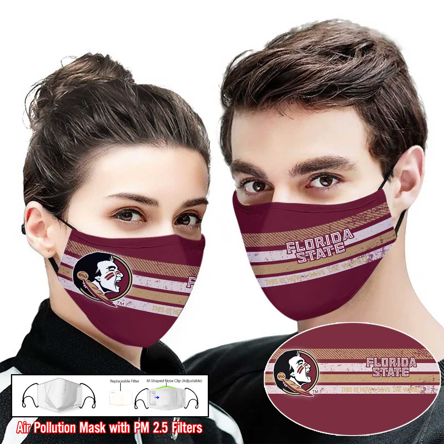 Florida state seminoles this is how i save the world face mask – maria