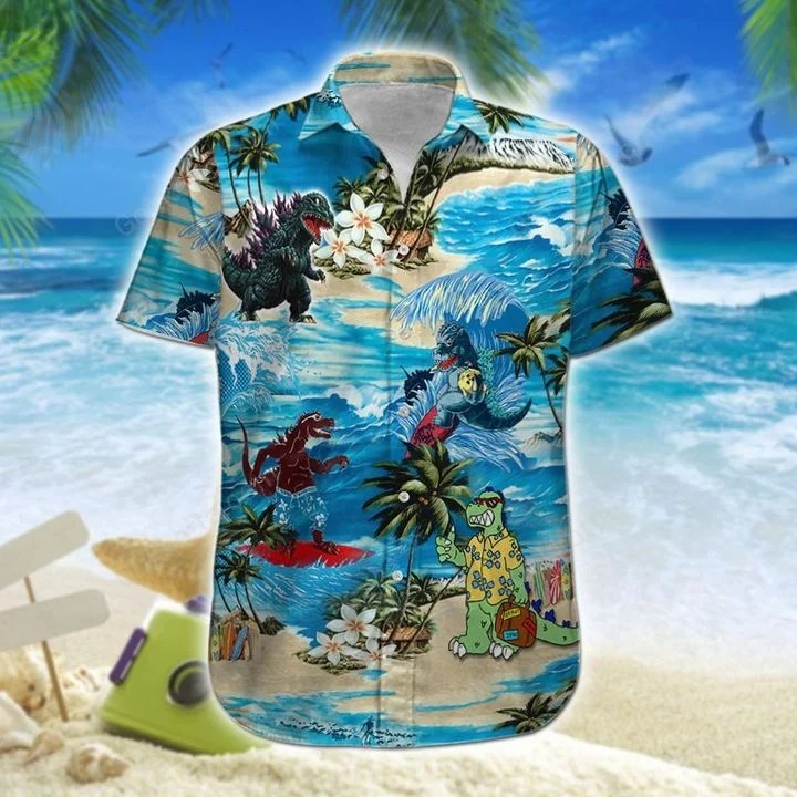 Godzilla hawaiian shirt and short 1
