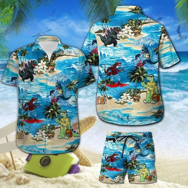 Godzilla hawaiian shirt and short