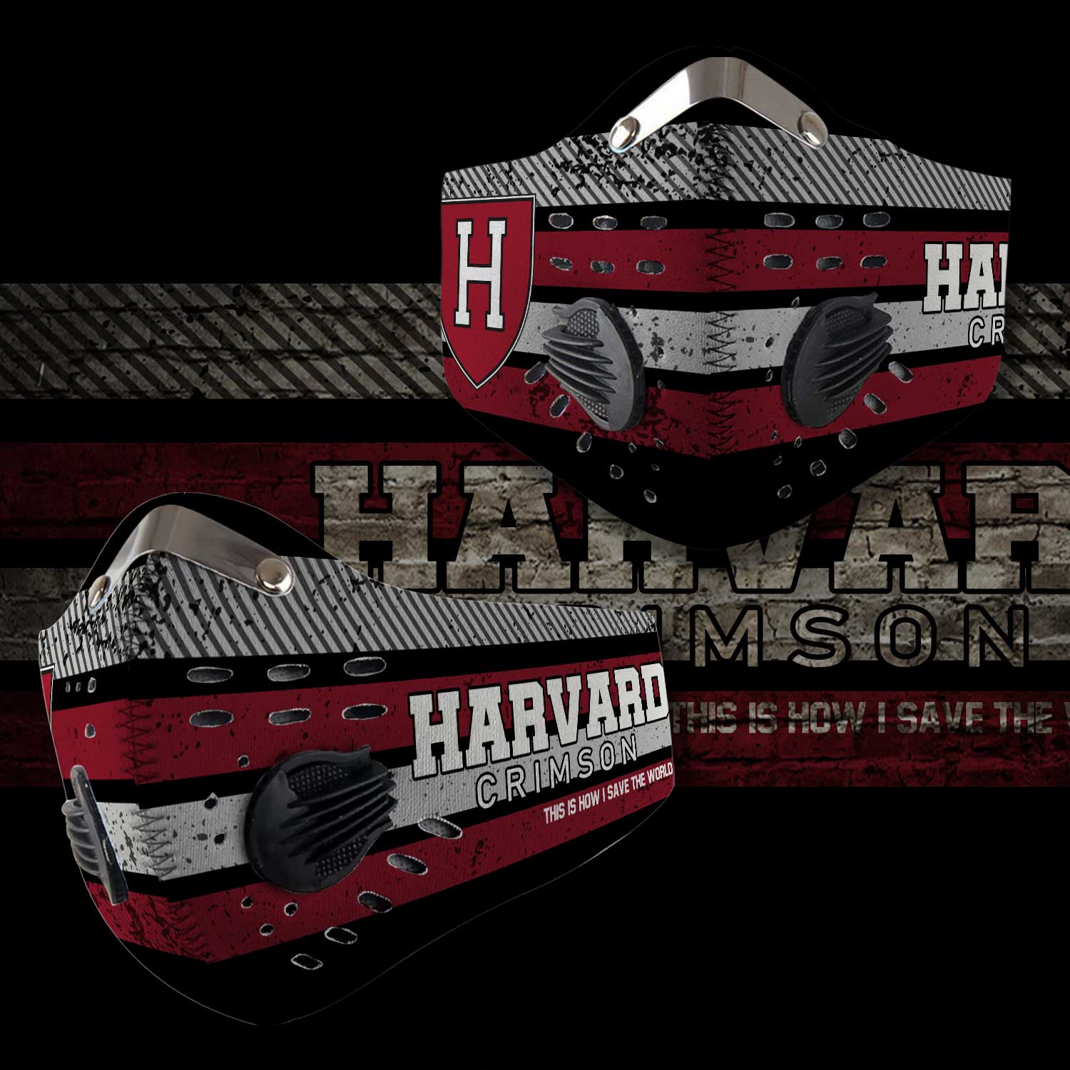 Harvard crimson this is how i save the world carbon filter face mask
