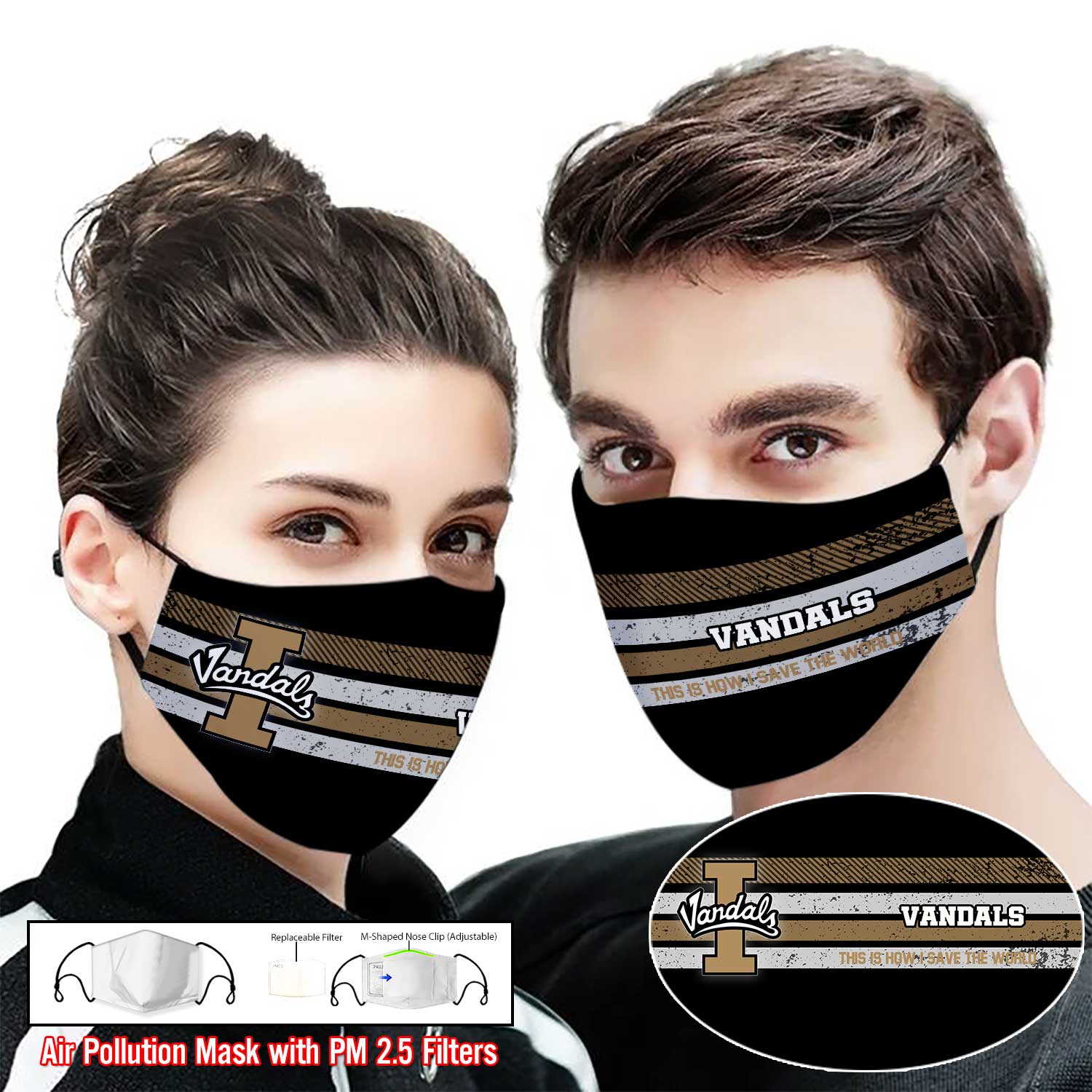 Idaho vandals this is how i save the world full printing face mask