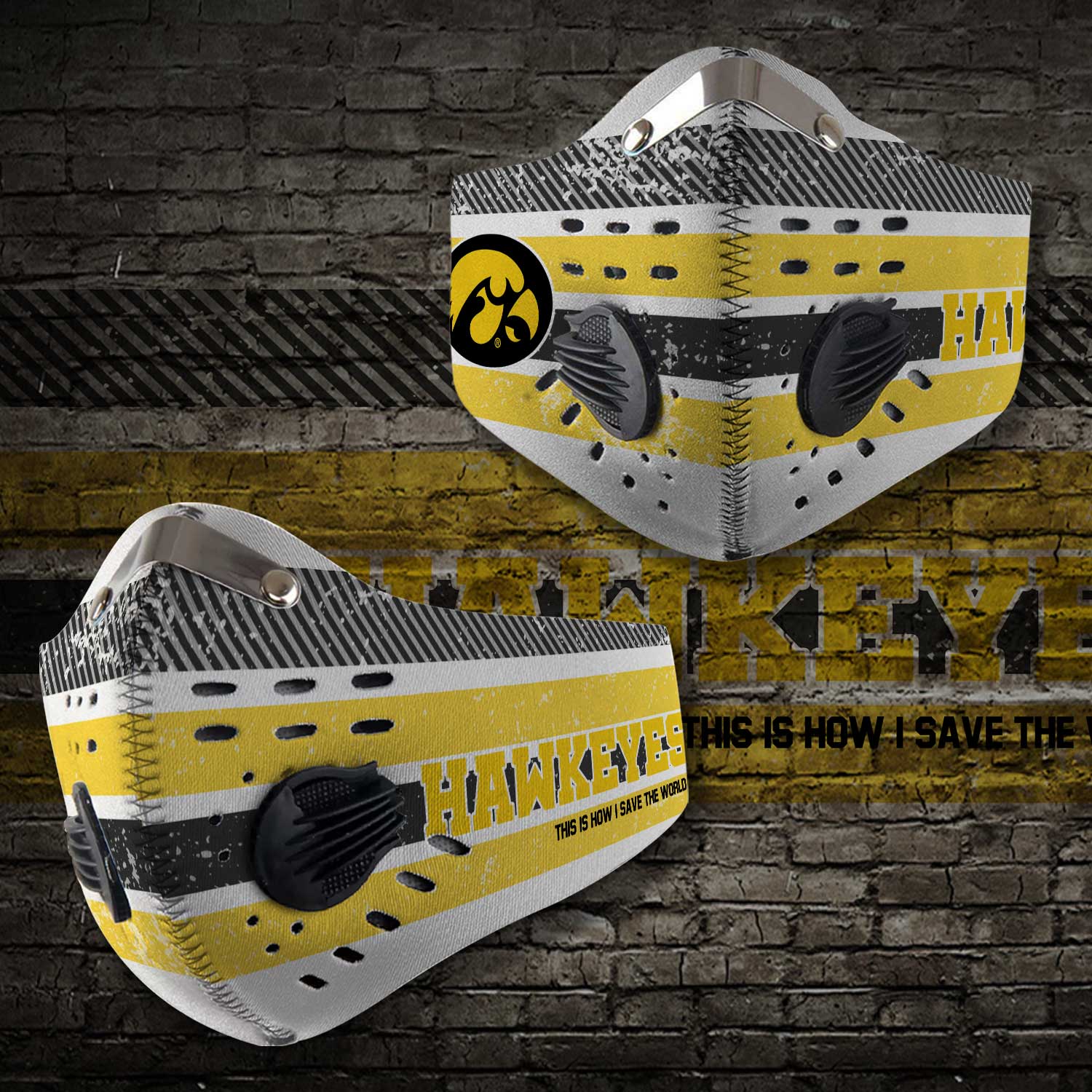 Iowa hawkeyes this is how i save the world carbon filter face mask