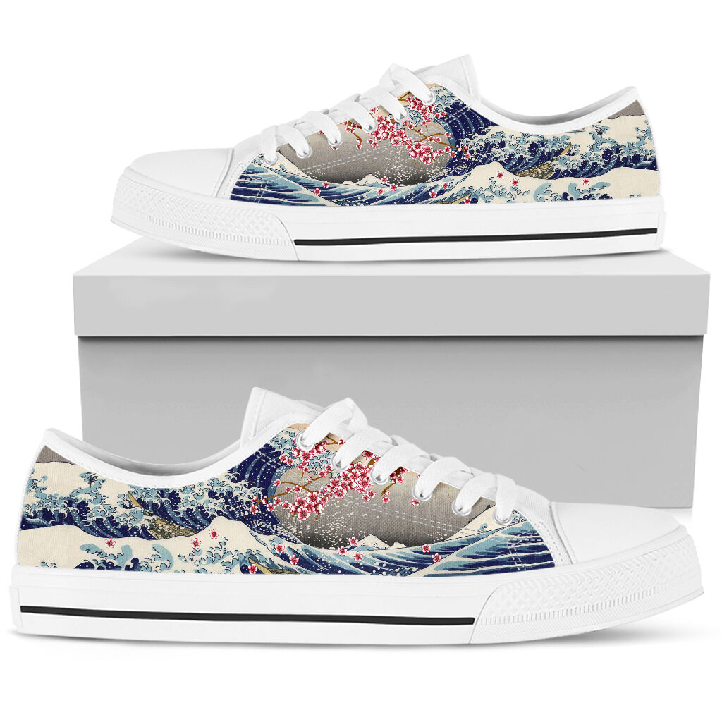 Japanese great wave off kanagawa low top shoes - pic 1