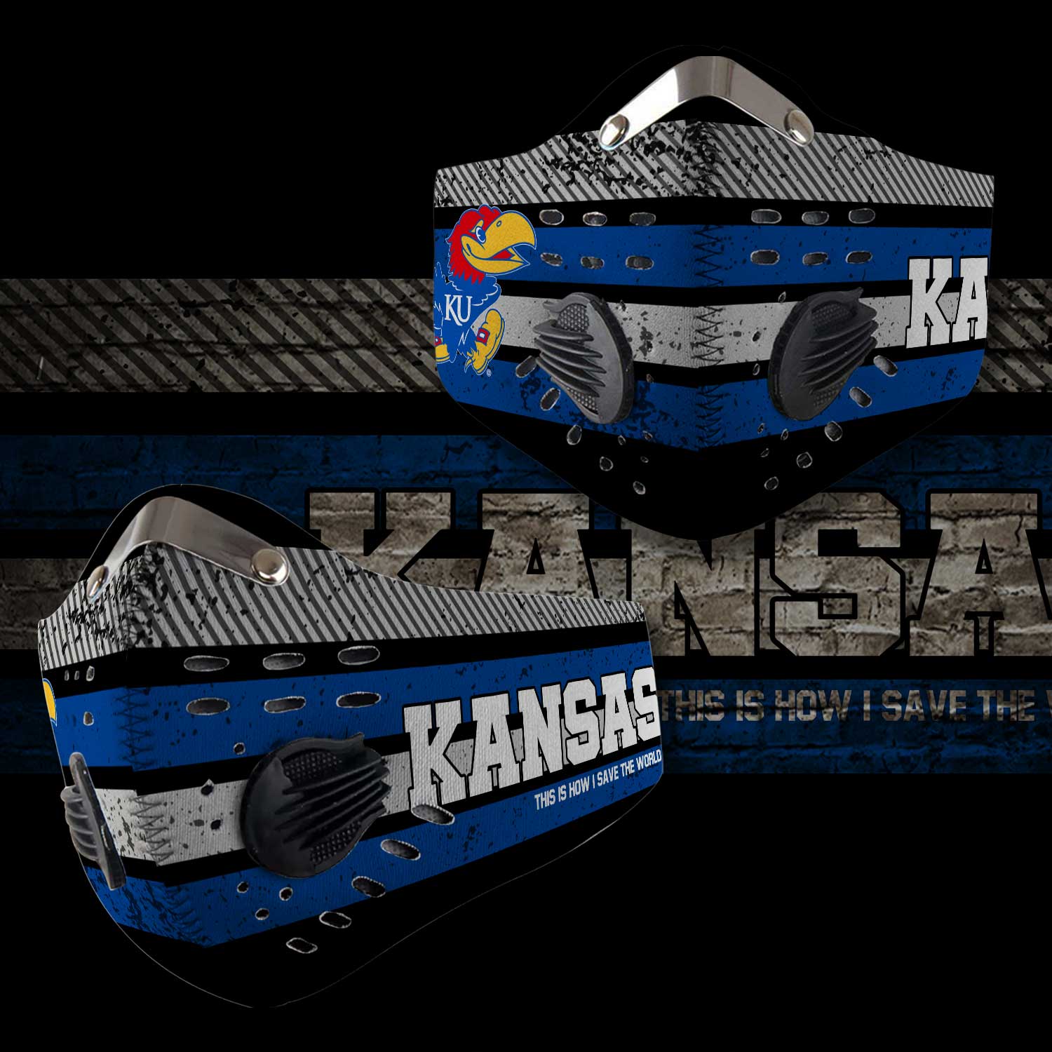 Kansas jayhawks men's basketball this is how i save the world face mask
