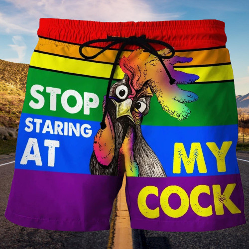 LGBT Stop staring at my cock beach short.