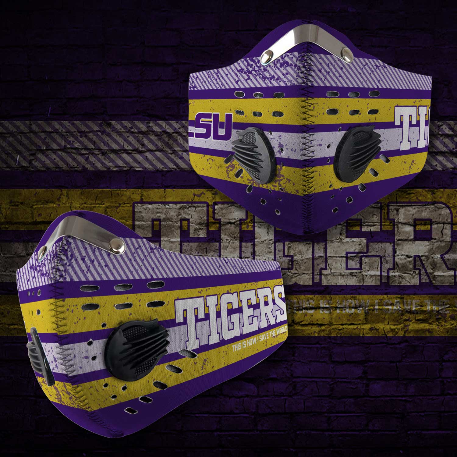 LSU tigers football this is how i save the world carbon filter face mask