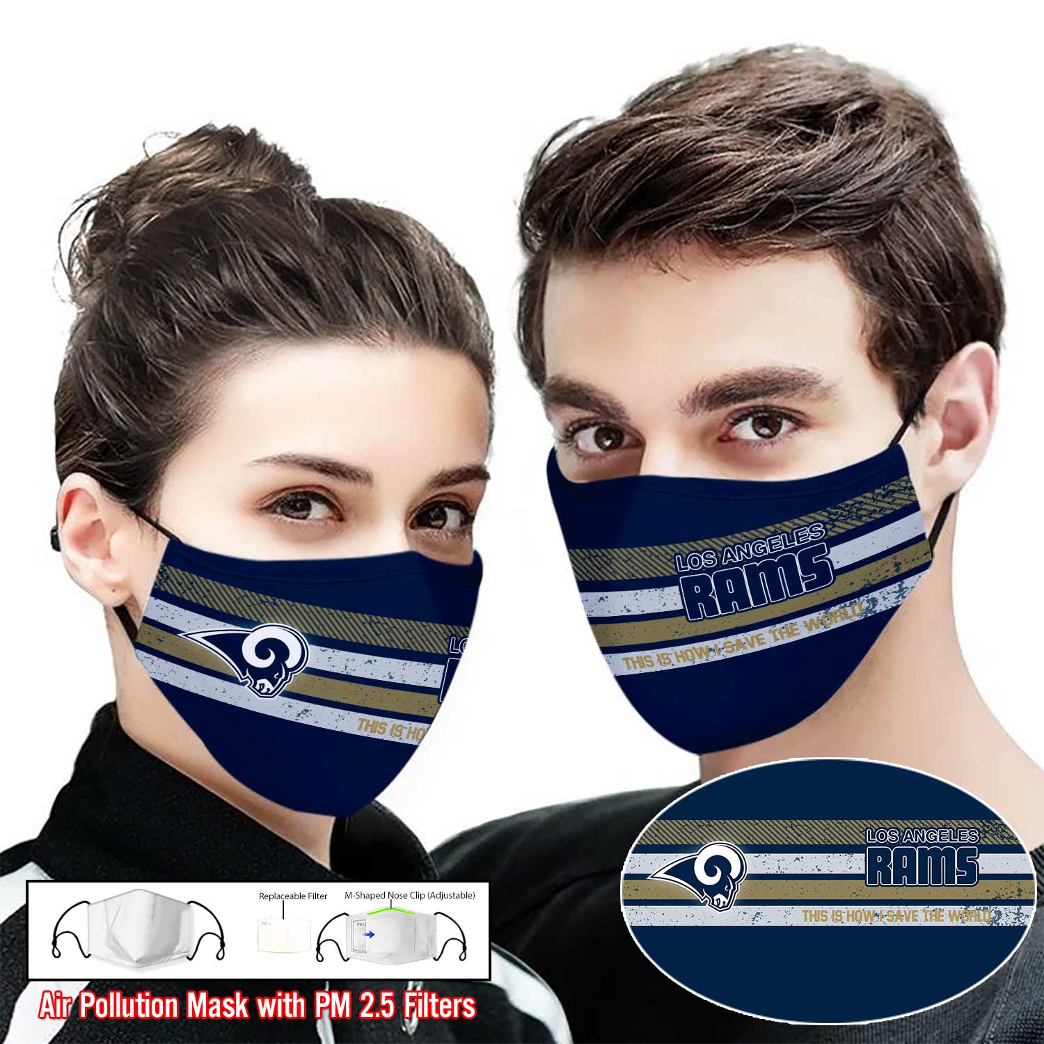 Los angeles rams this is how i save the world full printing face mask