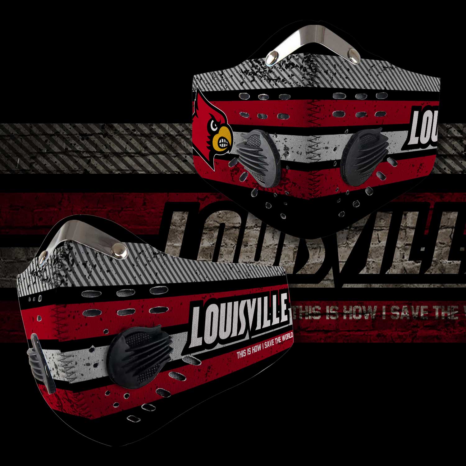 Louisville cardinals this is how i save the world carbon filter face mask