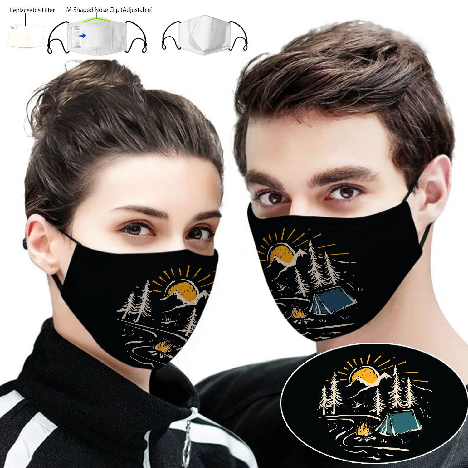 Love camping full printing face mask