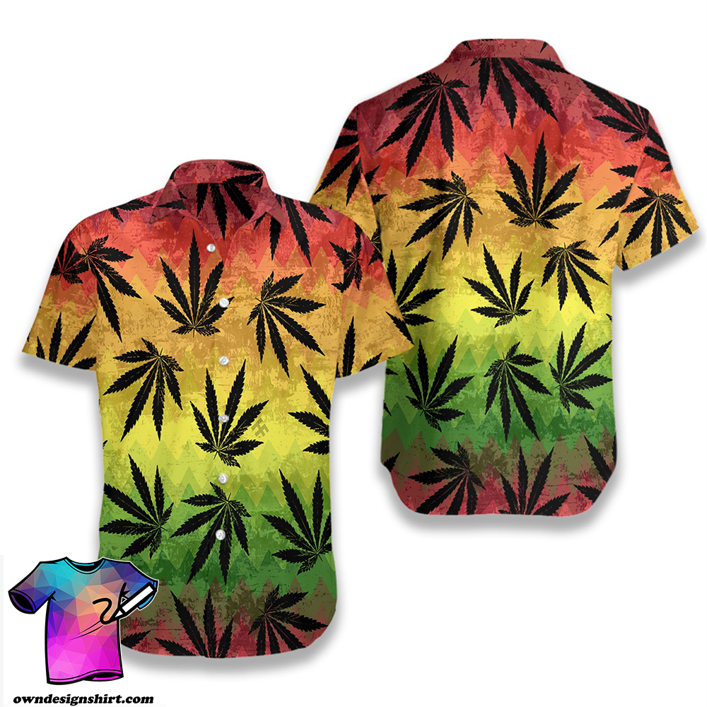 Marijuana leaf rasta hawaiian shirt