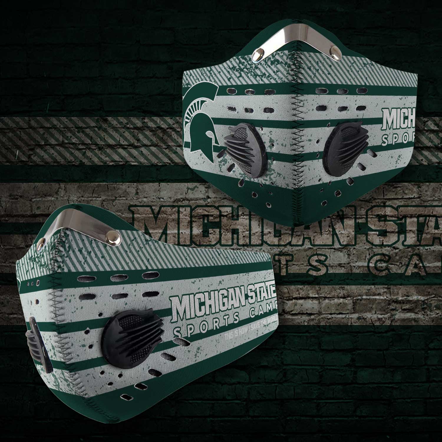 Michigan state spartans football carbon filter face mask