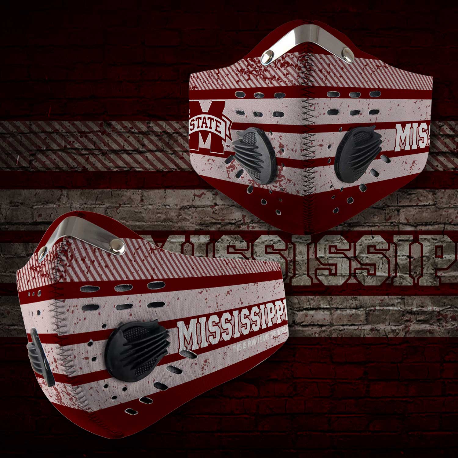 Mississippi state bulldogs football carbon filter face mask