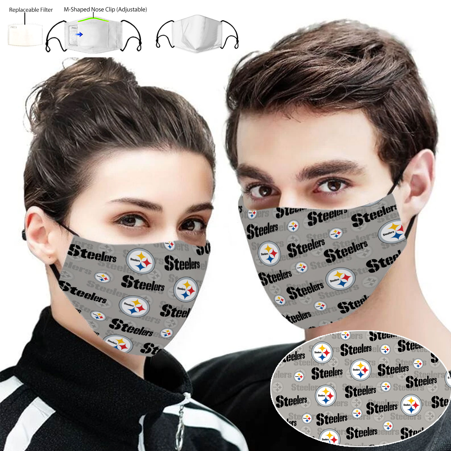NFL pittsburgh steelers symbol full printing face mask – maria