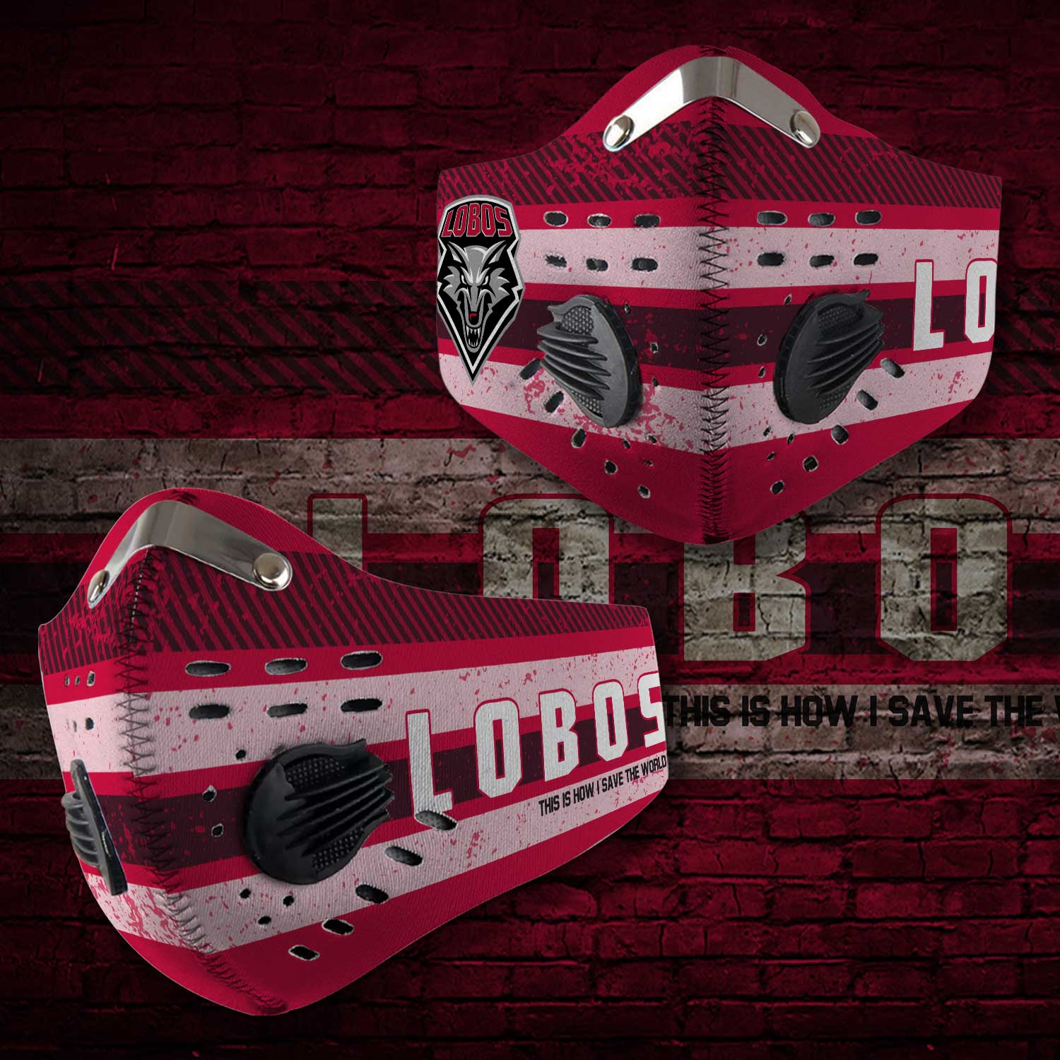 New mexico lobos this is how i save the world carbon filter face mask