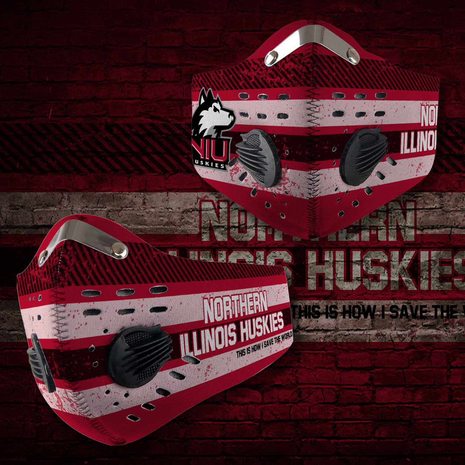 Northern illinois huskies this is how i save the world face mask – maria