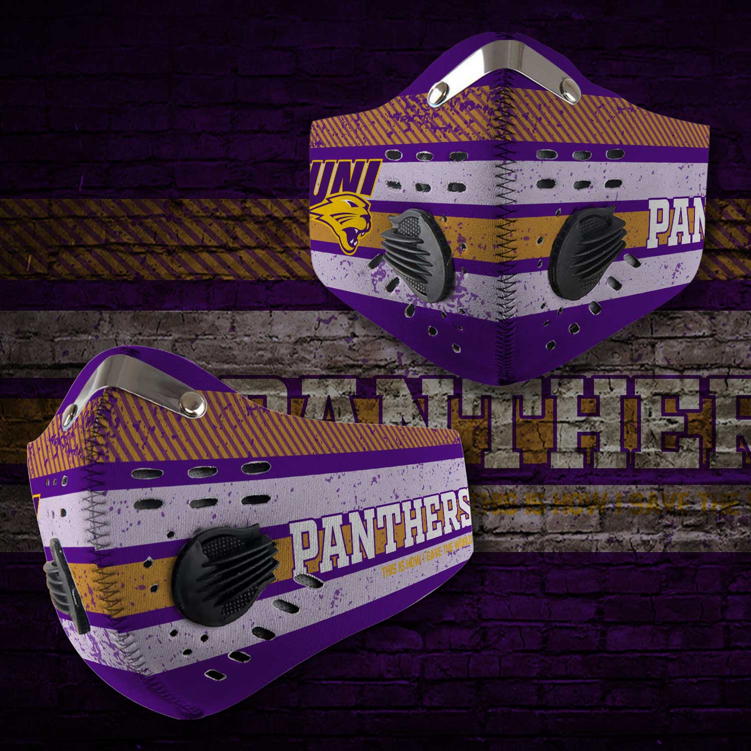 Northern iowa panthers this is how i save the world face mask – maria