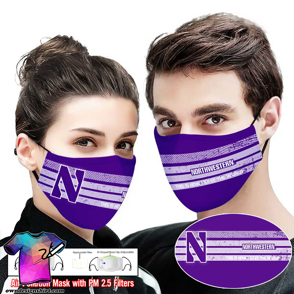 Northwestern wildcats this is how i save the world face mask – maria