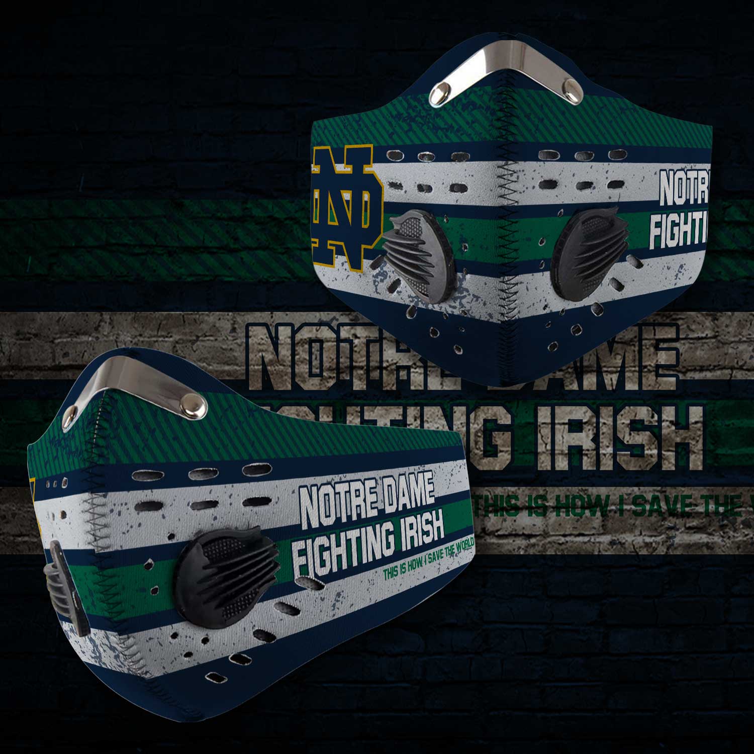 Notre dame fighting irish this is how i save the world face mask – maria