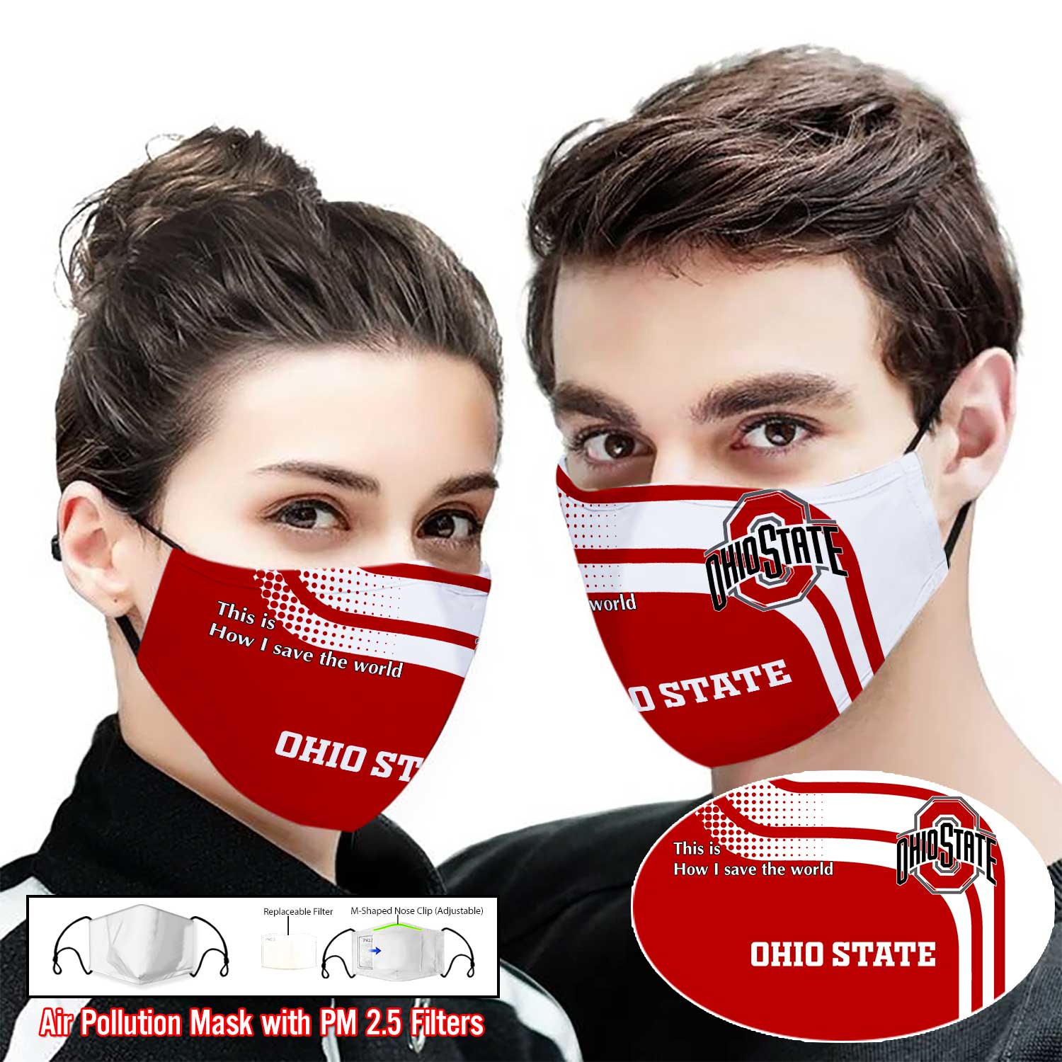 Ohio state buckeyes this is how i save the world full printing face mask
