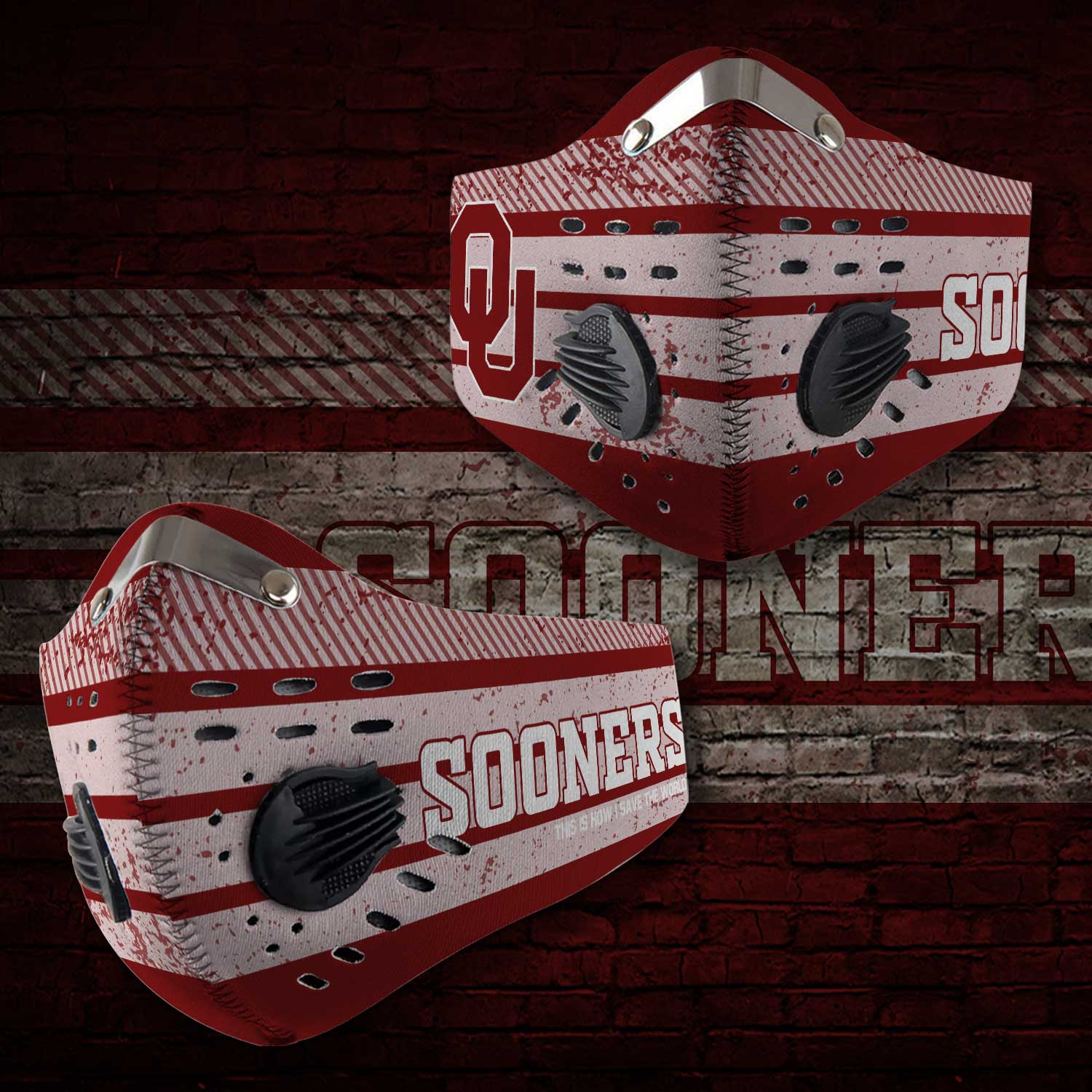 Oklahoma sooners this is how i save the world carbon filter face mask
