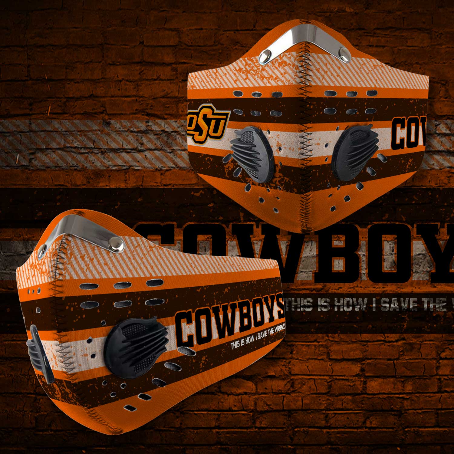 Oklahoma state cowboys this is how i save the world face mask