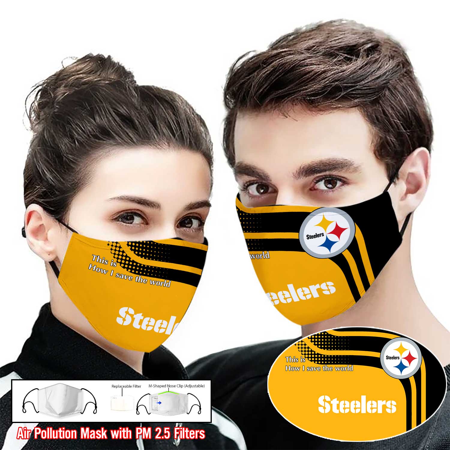 Pittsburgh steelers this is how i save the world full printing face mask
