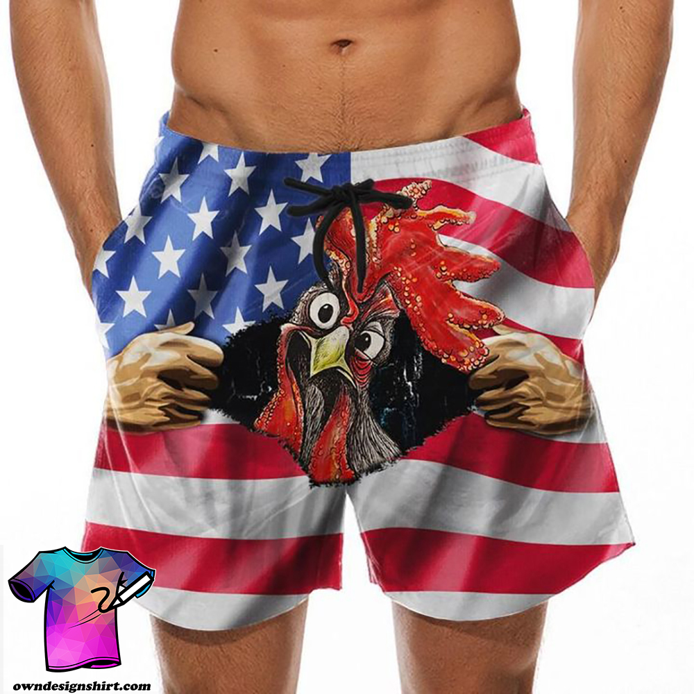Rooster flag hawaiian shorts