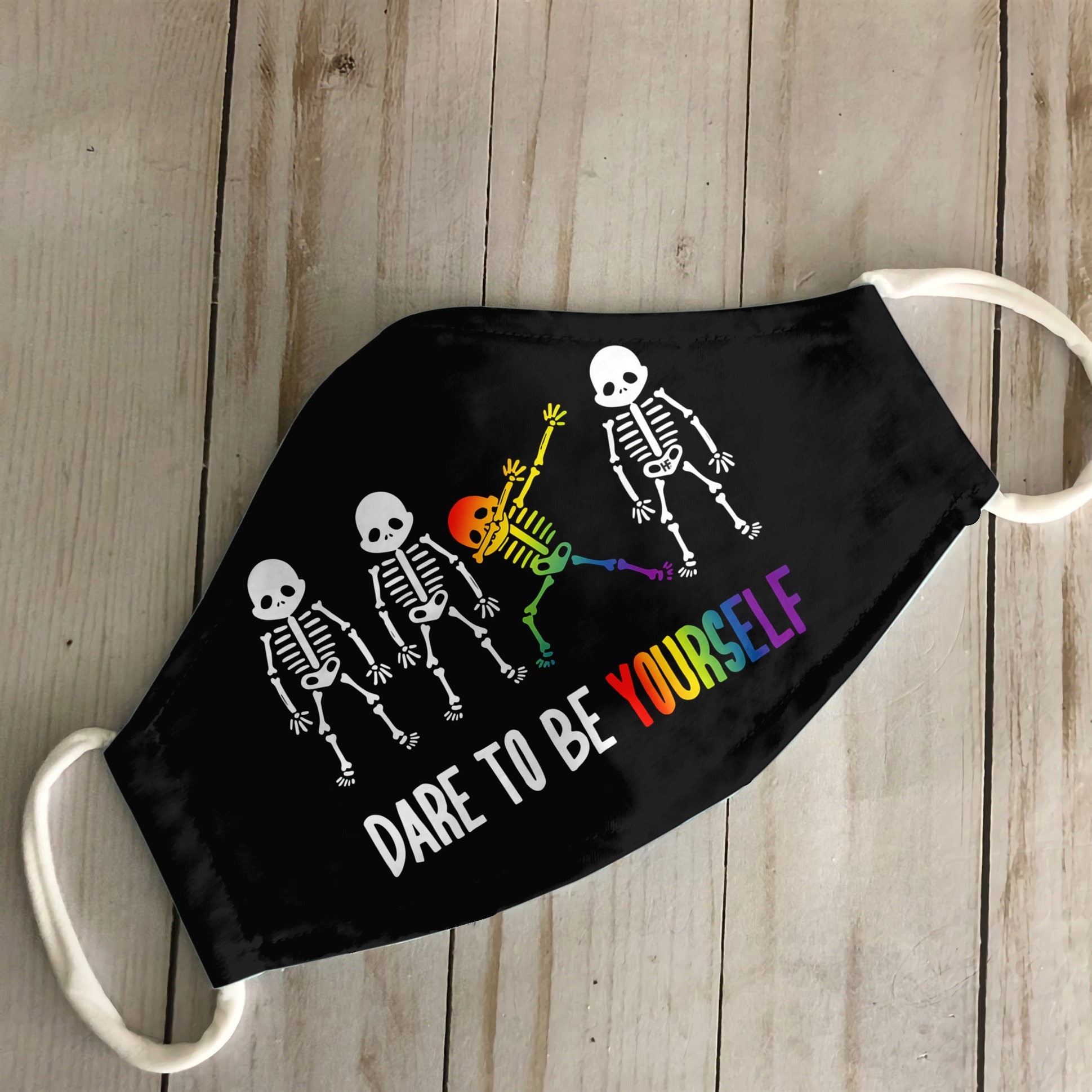Skeleton dare to be yourself lgbt pride face mask 1
