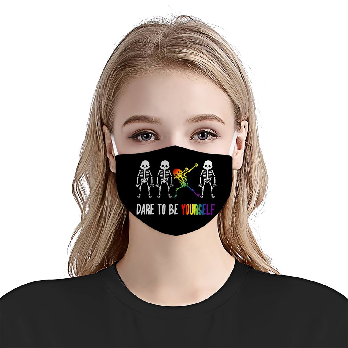 Skeleton dare to be yourself lgbt pride face mask