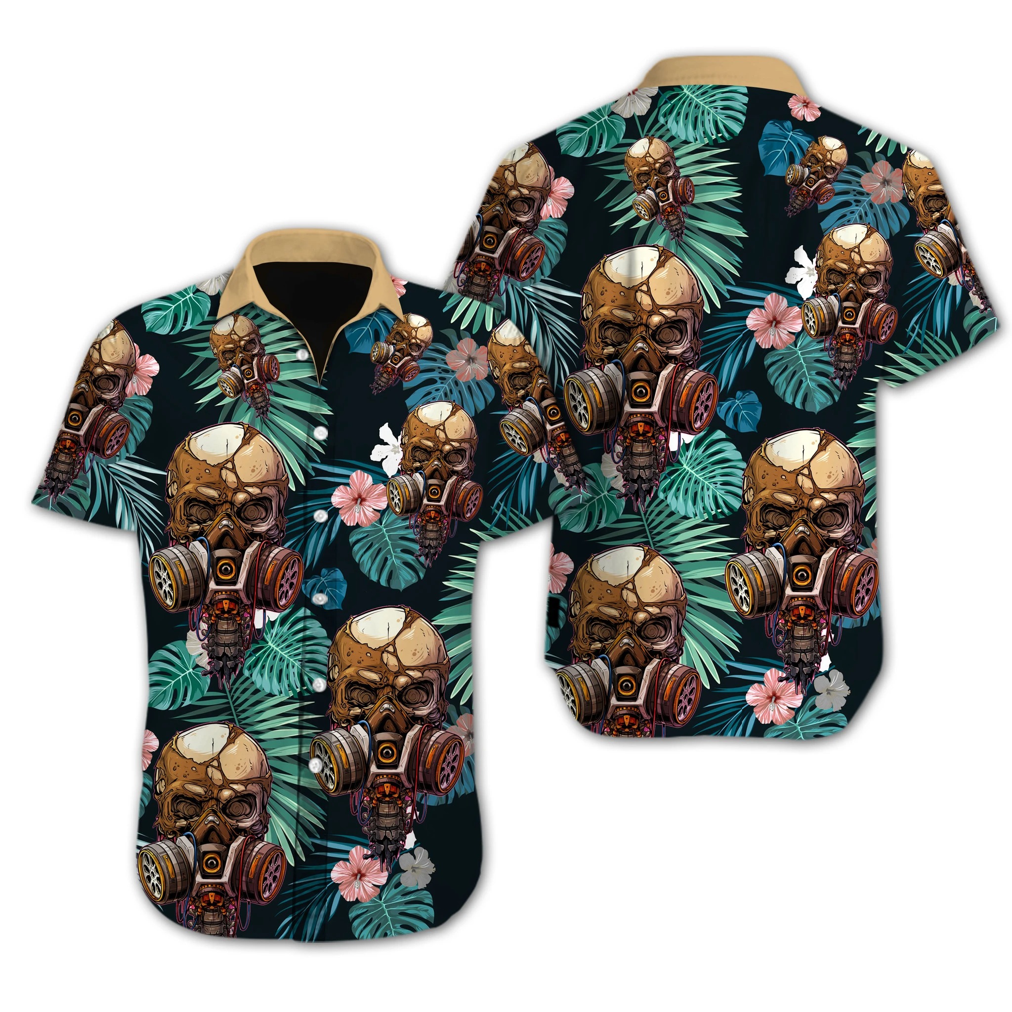 Skull flower hawaiian shirt 1