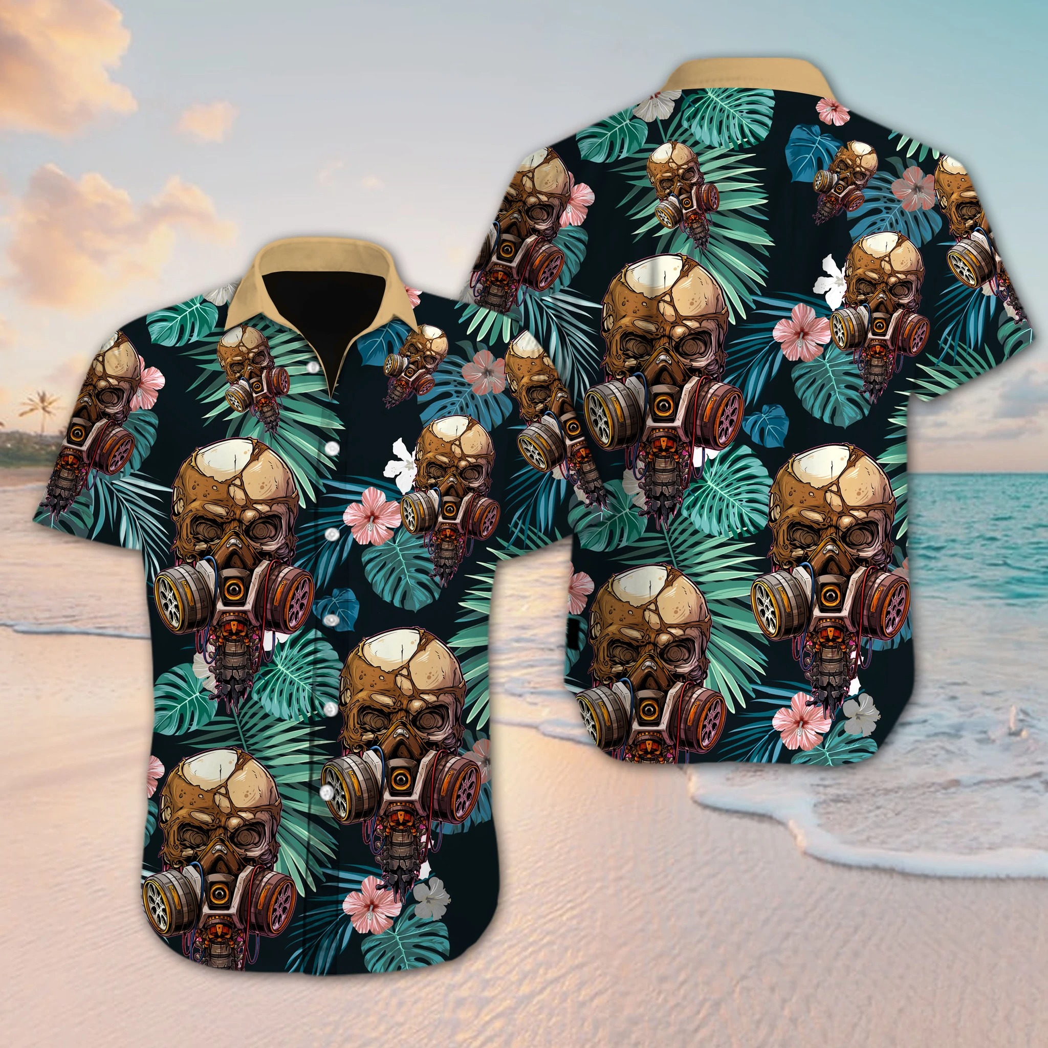 Skull flower hawaiian shirt