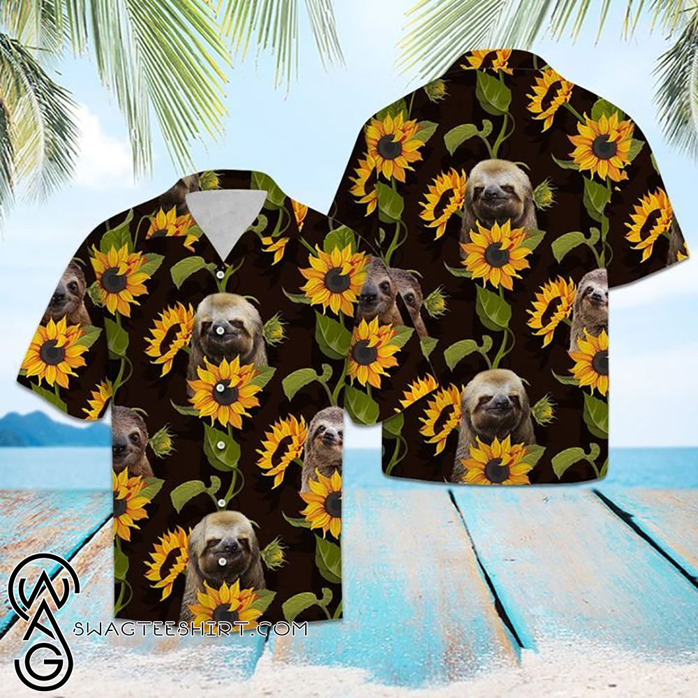 Sloth and sunflower hawaiian shirt