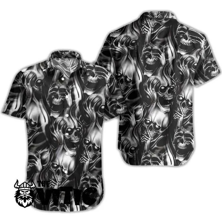Smoke skull hawaiian shirt and short 1