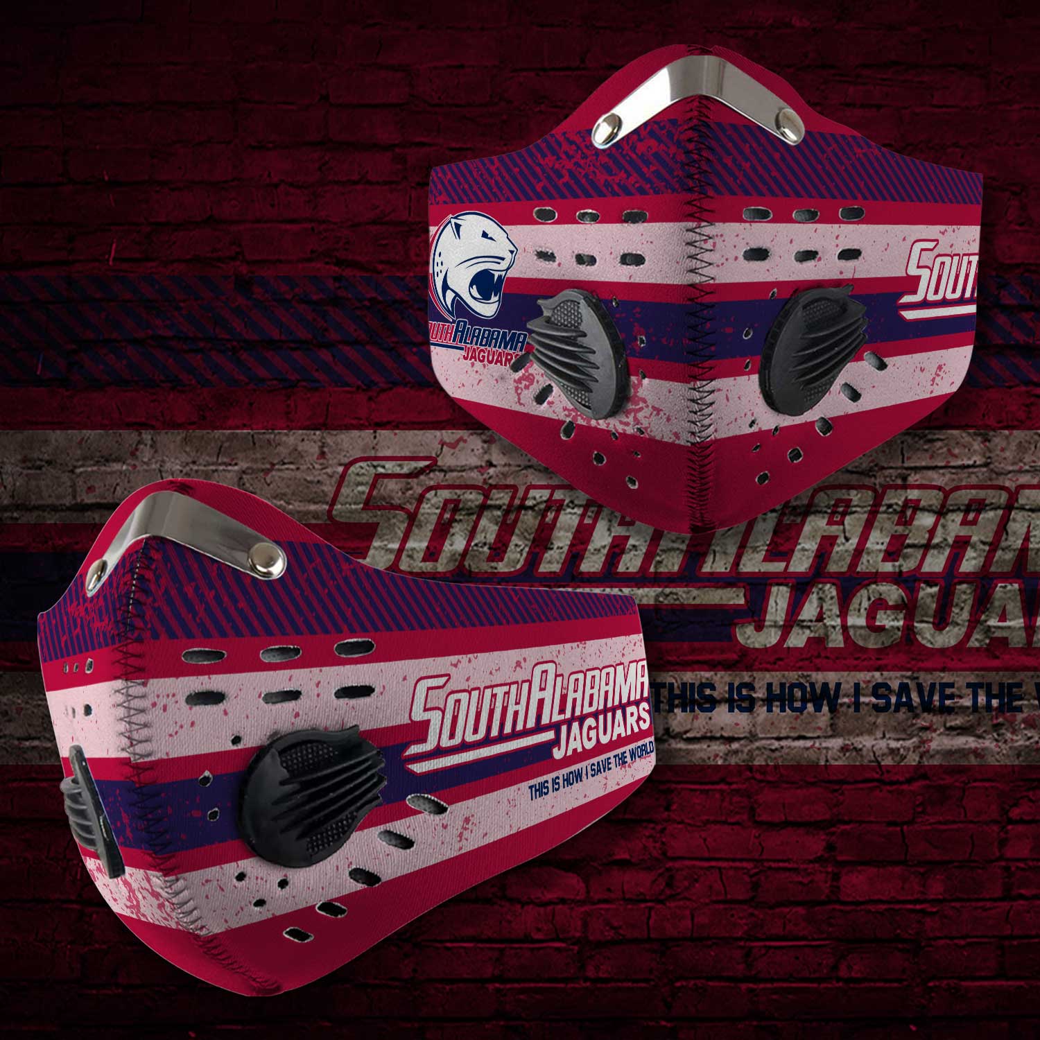 South alabama jaguars this is how i save the world face mask