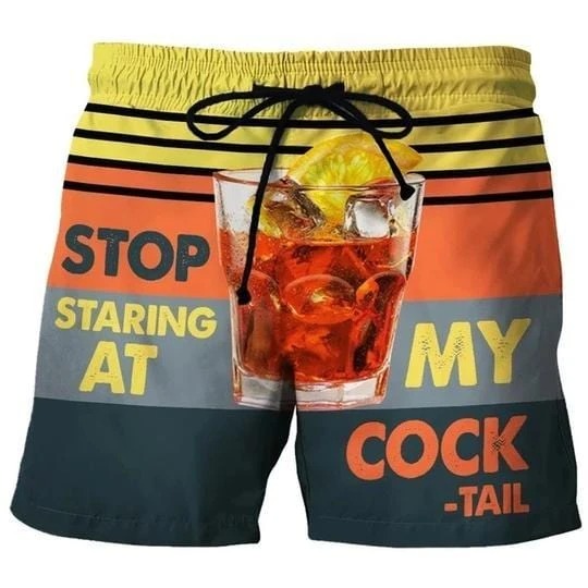 Stop staring at my cock-tail beach shorts