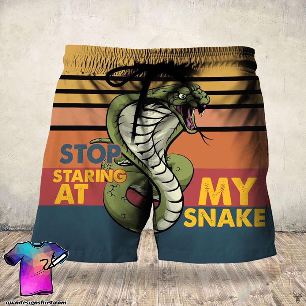 Stop staring at my snake hawaiian shorts