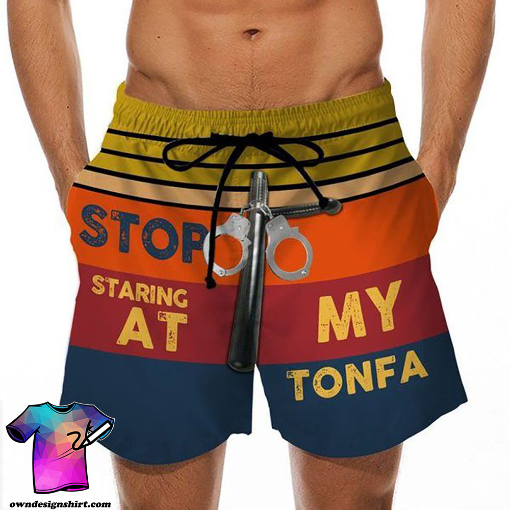 Stop staring at my tonfa police hawaiian shorts