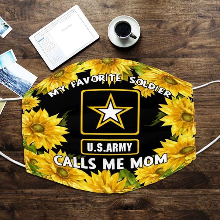 Sunflower My favorite soldier calls me mom face mask