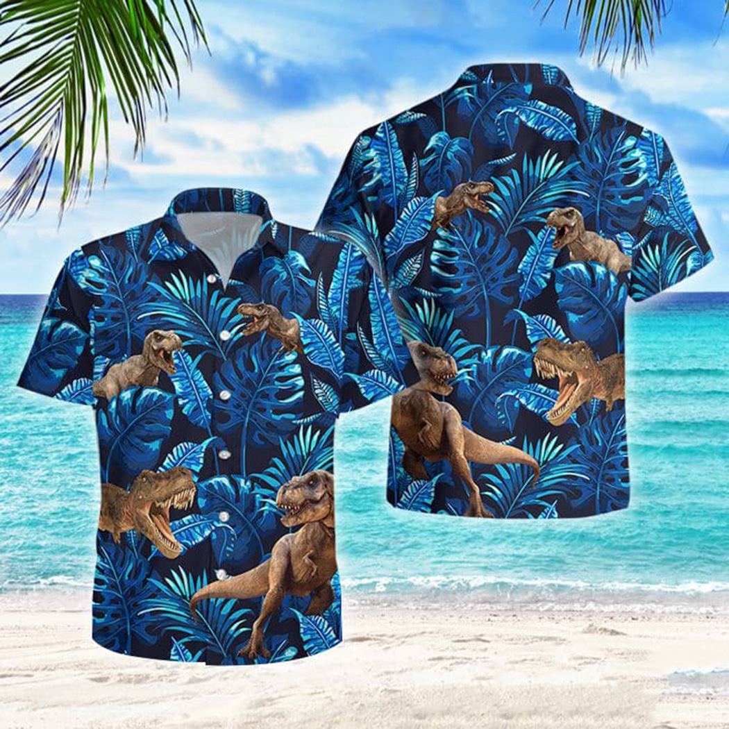 T-rex tropical hawaiian shirt