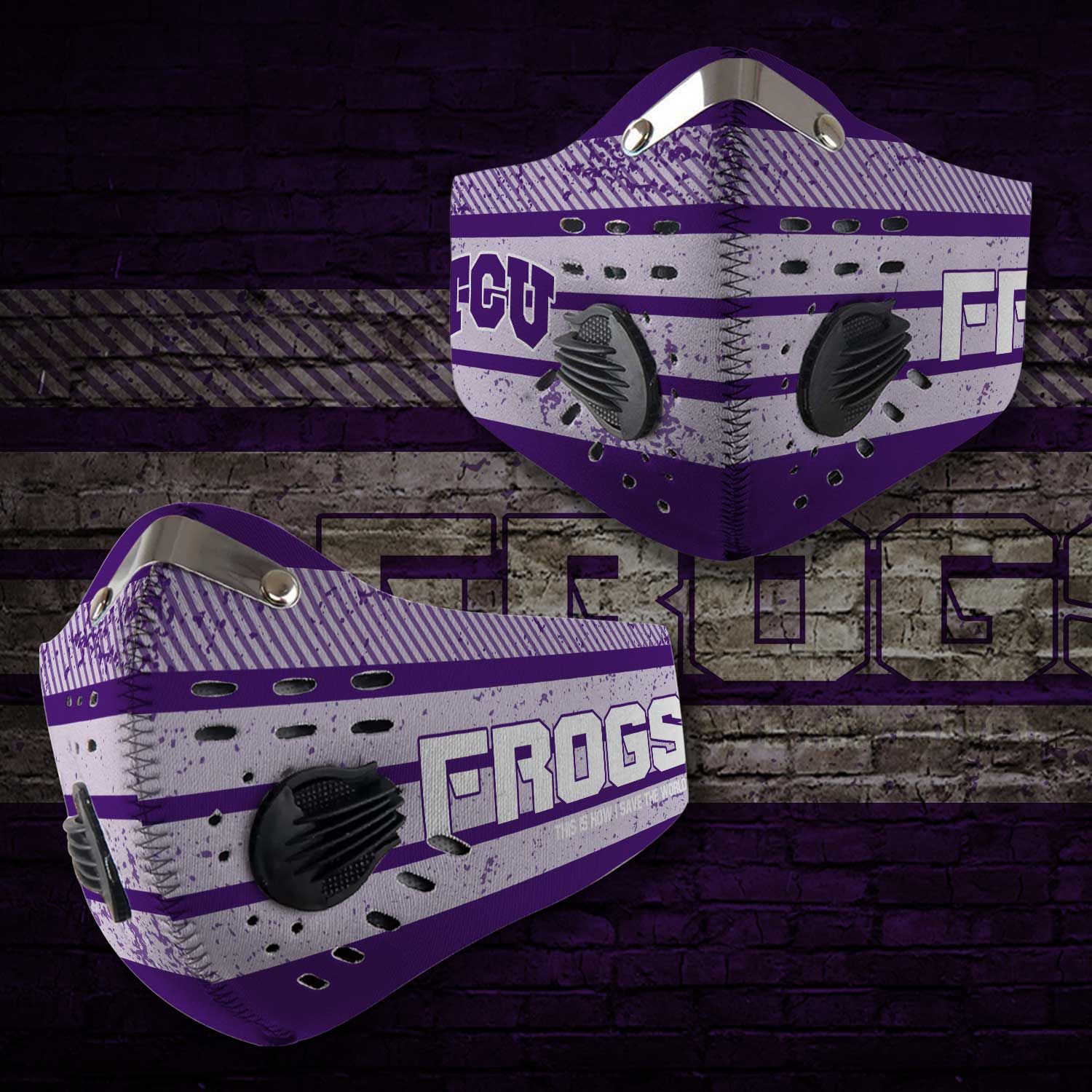 TCU horned frogs football this is how i save the world face mask