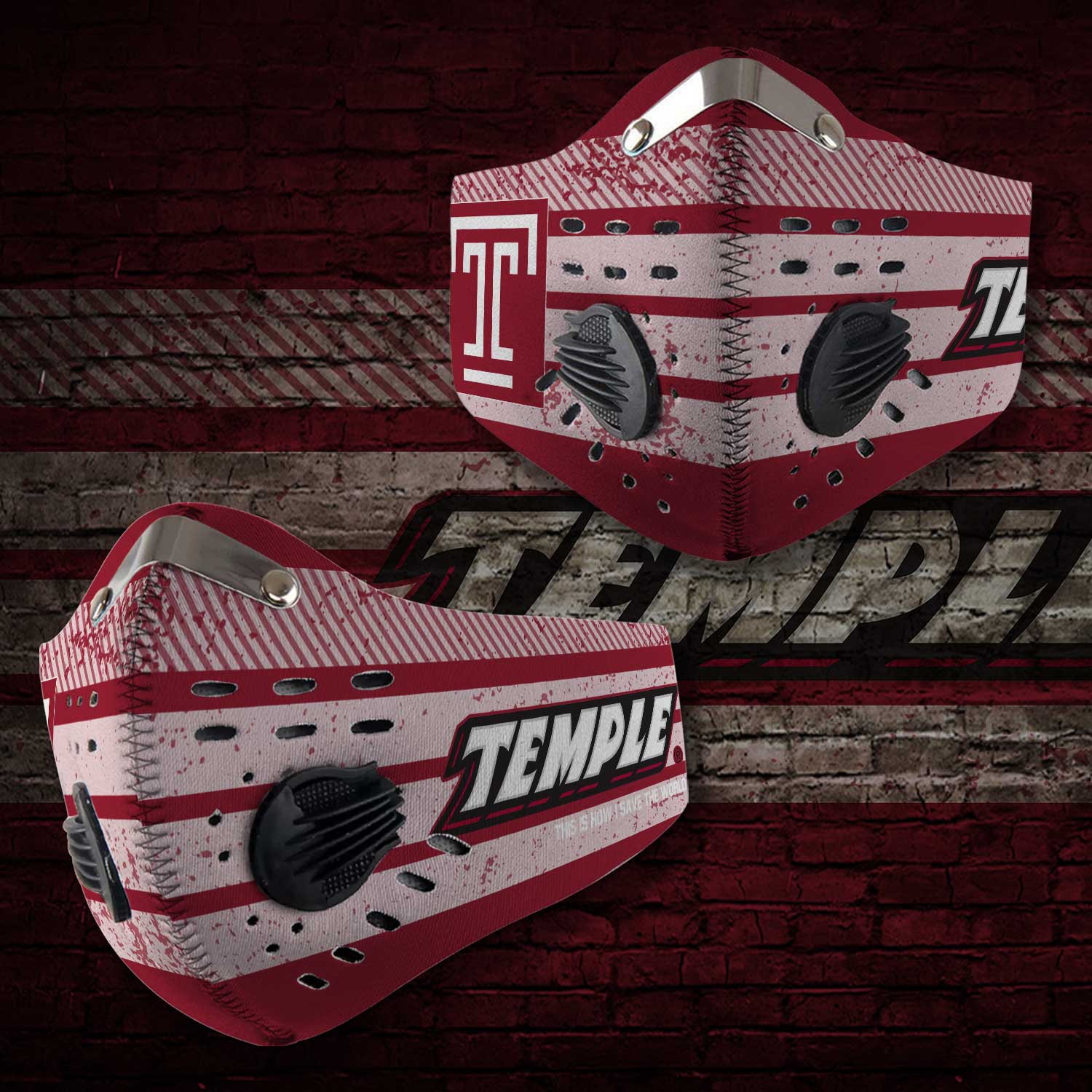 Temple owls this is how i save the world carbon filter face mask