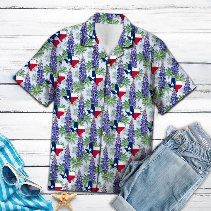 Texas bluebonnet hawaii shirt - detail