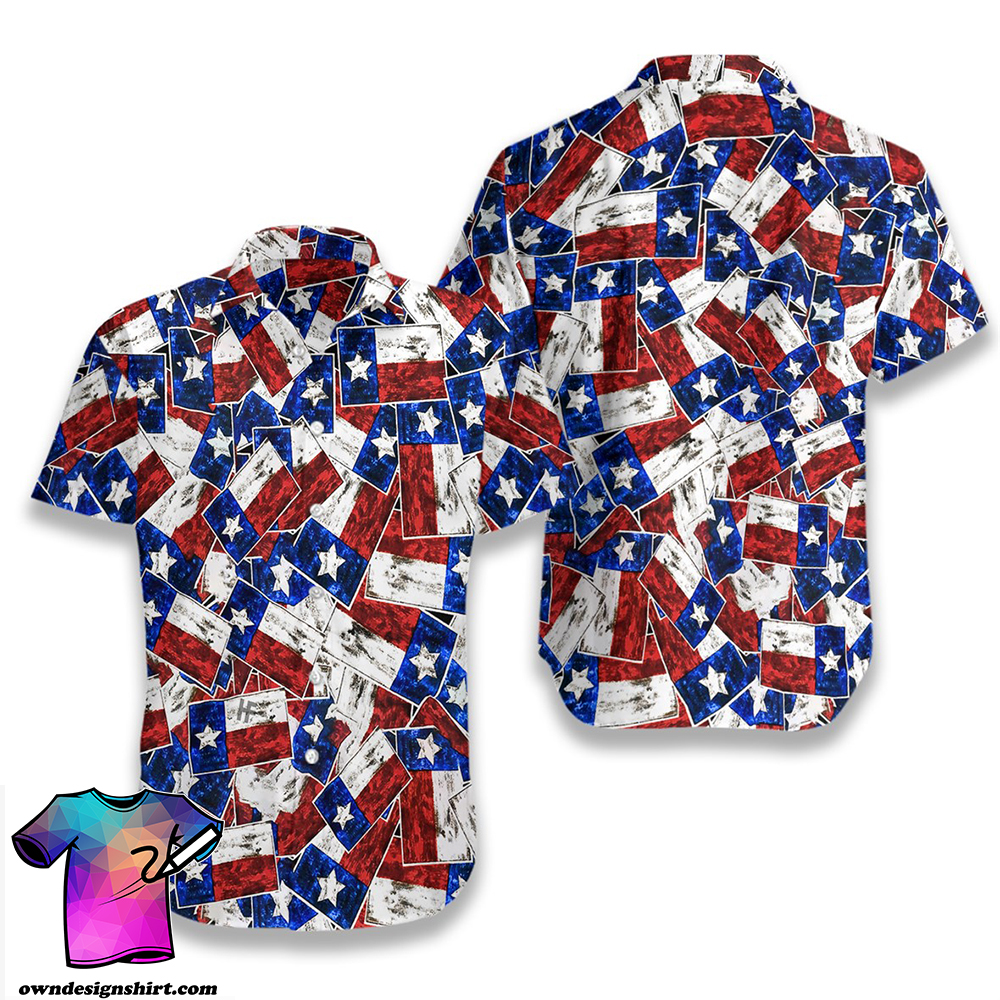 Texas flag pattern hawaiian shirt