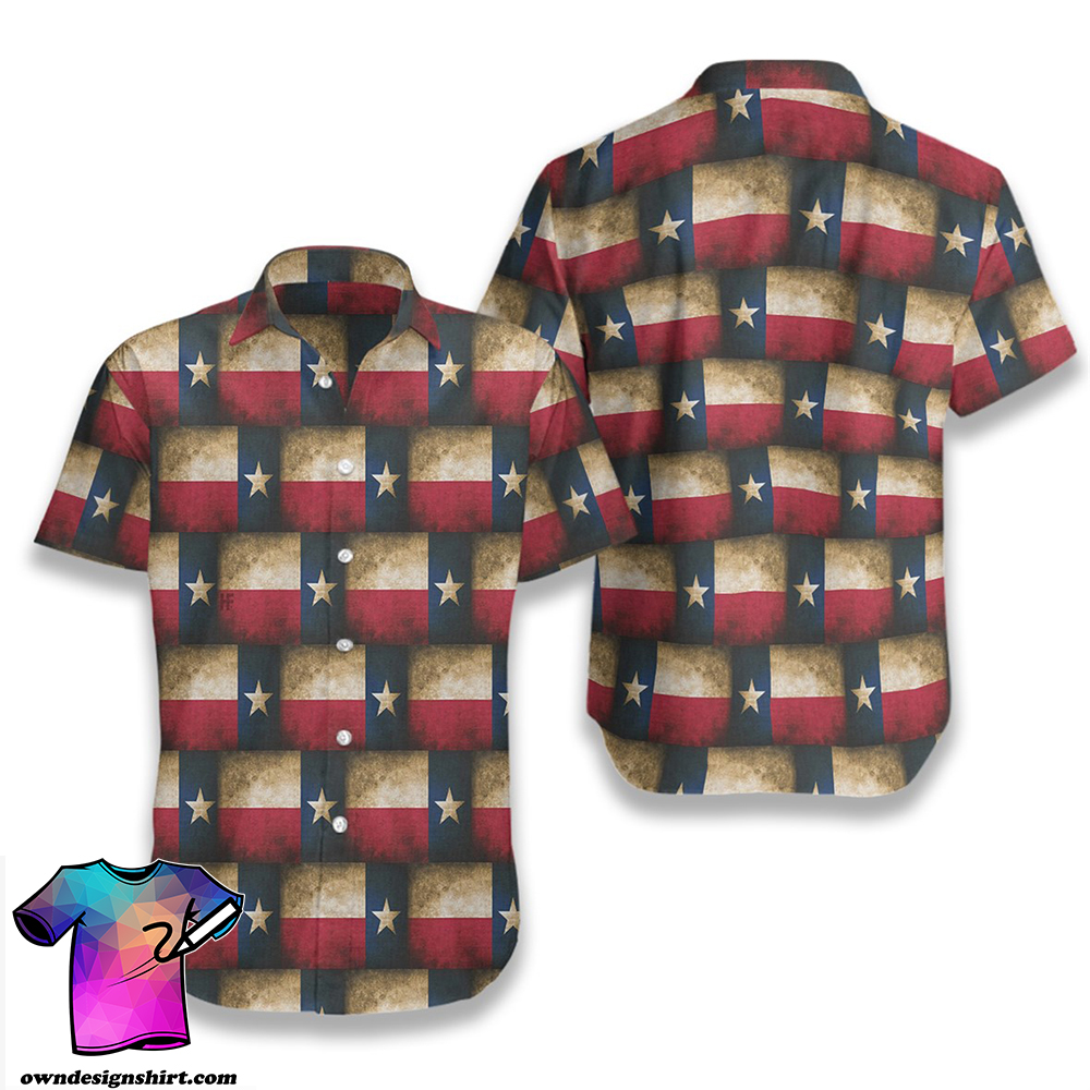 Texas pattern flag hawaiian shirt