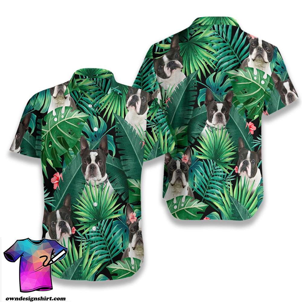 Tropical boston terrier hawaiian shirt - Maria • LeeSilk Shop