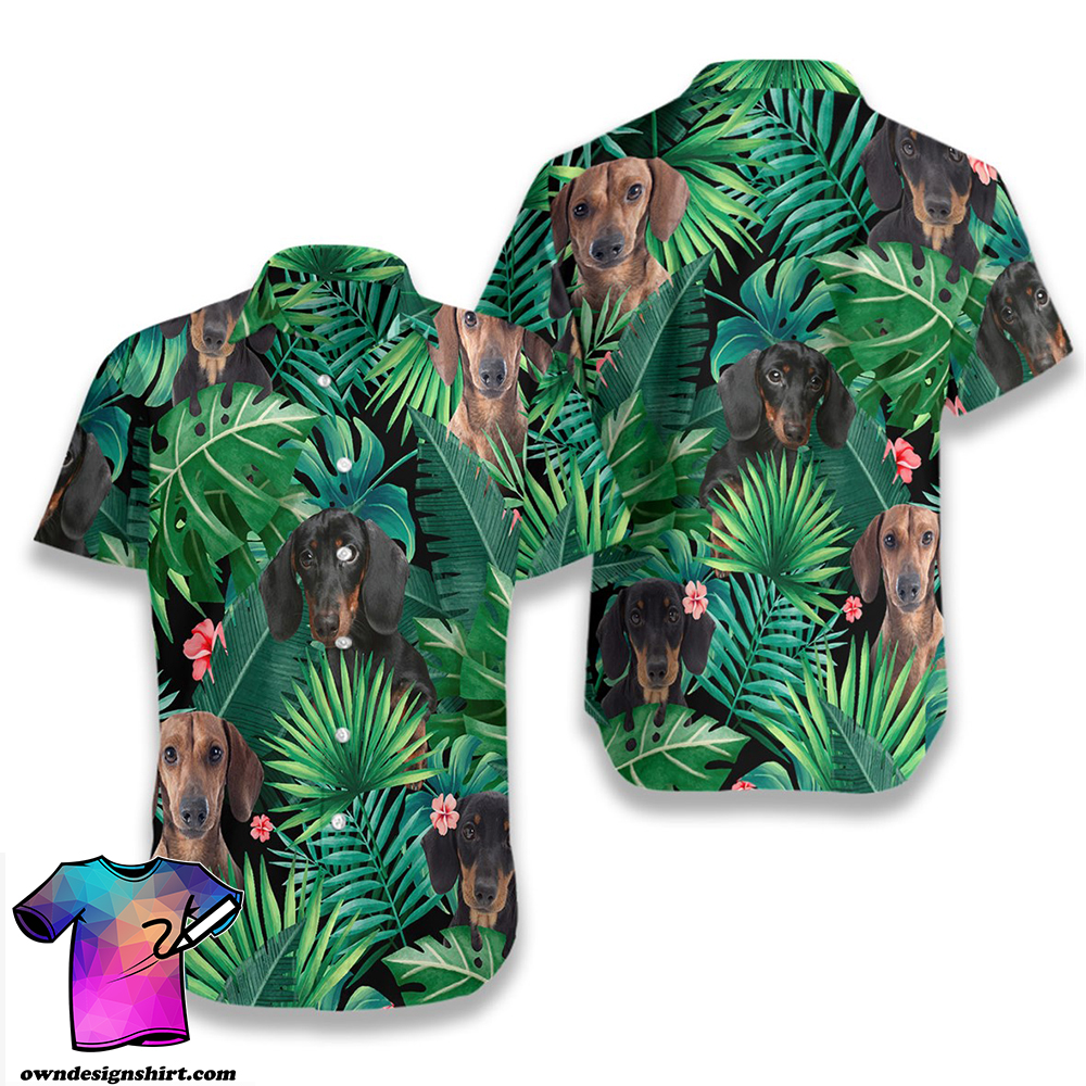 Tropical dachshund hawaiian shirt