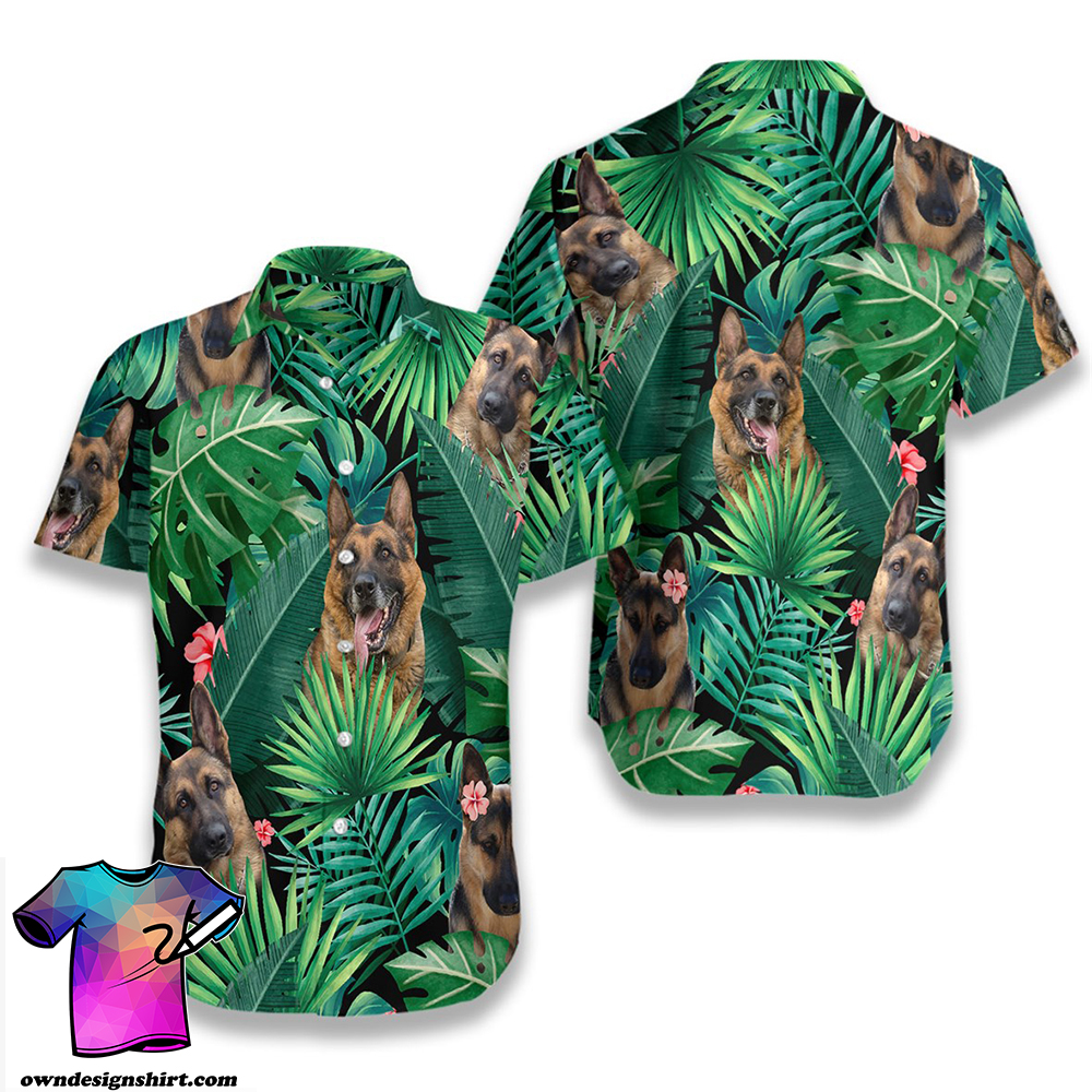 Tropical german shepherd hawaiian shirt