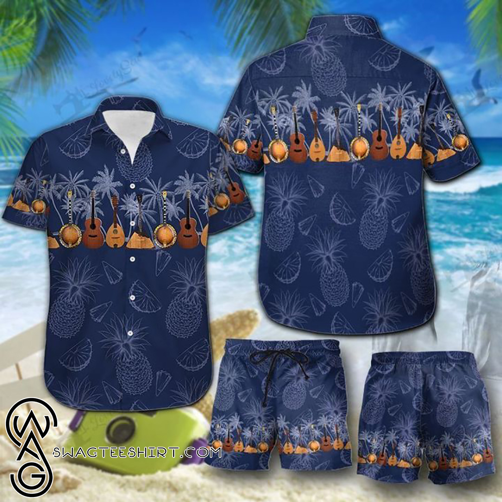 Tropical guitar hawaiian shirt